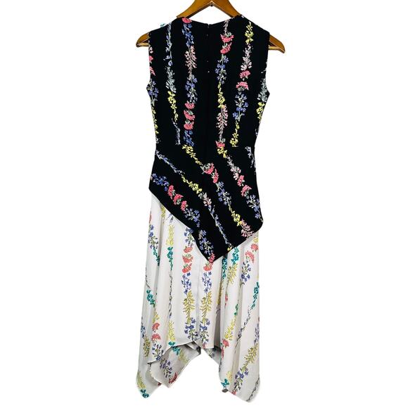 BCBGMaxaria Faux Wrap Floral Dress Asymmetrical Offset Waist Sleeveless - 2 - Picture 2 of 5